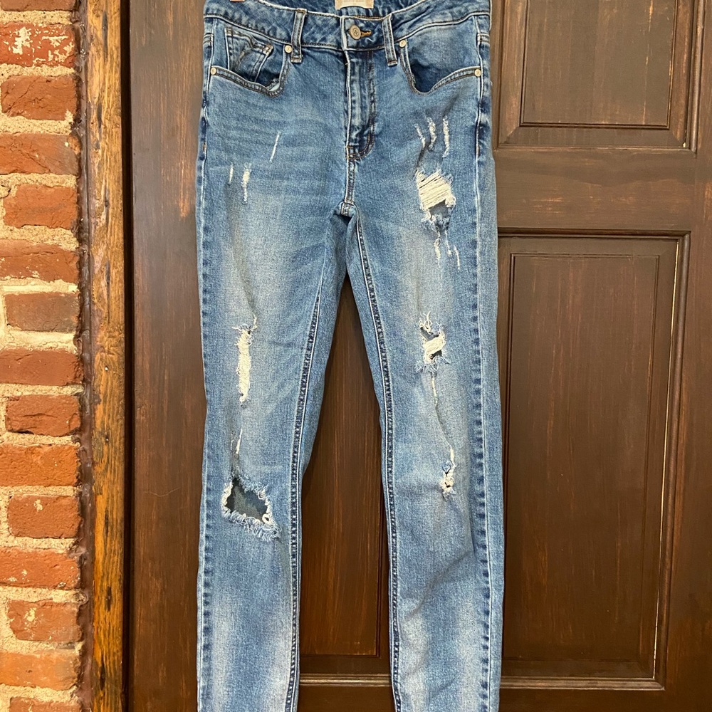 Altar'd State Blue Skinny Jeans Distressed Style